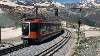 Trains along the Gornergrat Mountain Railway in Zermatt [upl. by Olga270]