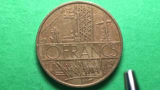 France 10 Francs 1977 Beautiful PreEuro Coin Featuring Frances Industrialization [upl. by Zahara650]