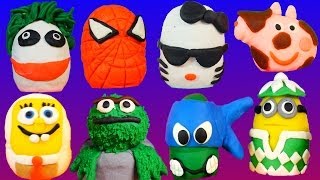 134 PLAY DOH Kinder Surprise Eggs Peppa Spongebob Superheroes PlayDoh [upl. by Arianie960]