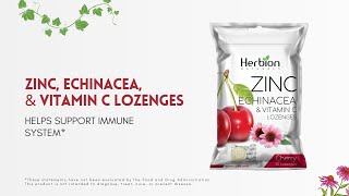 Herbion Zinc Echinacea amp Vitamin C Lozenges  Immune Support [upl. by Nnilsia]