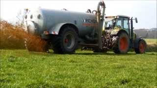 Epandage de lisier sur lherbe 2014 Claas ares 617 ATZ et Pichon [upl. by Awhsoj]