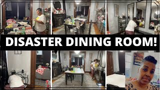 DISASTER DINING ROOM  CLEAN WITH ME  LAUNDRY MOTIVATION  GETTING HOUSE IN ORDER  SPRING CLEANING [upl. by Aysa]