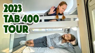 TAB 400 Teardrop Trailer Tour 2023 Updates and Bunk Beds [upl. by Nerrak249]