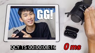 IMPOSSIBLE 0MS LAG  QCY T5 GAMING MODE Latency Test [upl. by Suirtemid]