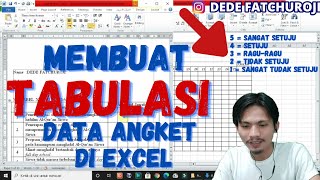 cara membuat tabulasi data kuesioner di excel [upl. by Atinnod]