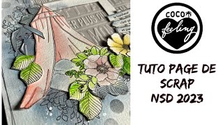 Tuto page scrapbooking facile aquarelles et Magical A4 ou 30x30 NSD coco feeling 2023 [upl. by Yenohtna751]