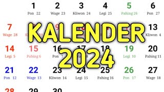 Kalender 2024 Lengkap dengan Libur Nasional dan Pasaran Jawa [upl. by Delaryd14]