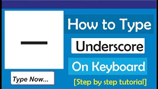 How To Type Underscore On Keyboard [upl. by Arykahs]