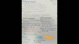 Class 11 Biology  Introduction Of Biological Molecules Handwritten Notes [upl. by Jeffy]