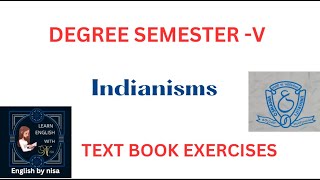 Degree 5th Semester English Indianisms Text book Exercises Osmania University [upl. by Redan]