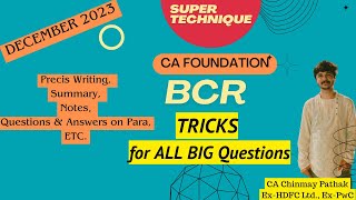 BCR Trick for Big Questions CA Foundation Dec 23 cafoundation caexam icaistudents bcr [upl. by Ami]