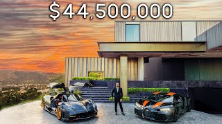 Touring a 44500000 Ultra Modern HOLLYWOOD HILLS Mansion With an Underground Garage [upl. by Aitnas]