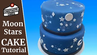 Starry Skies Stars and Moon Cake Tutorial [upl. by Nnaira]