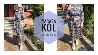 KALIPSIZ YARASA KOL ELBİSE DİKİMİSATEN ELBİSEDIY DRESS [upl. by Selij]