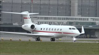 Gulfstream G650 N650TP takeoff at Zurich Airport WEF 2015 [upl. by Helga]