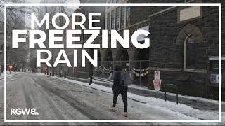 More freezing rain Latest on winter weather in Portland [upl. by Obau218]