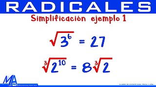 Simplificación de radicales  Ejemplo 1 [upl. by Arette]