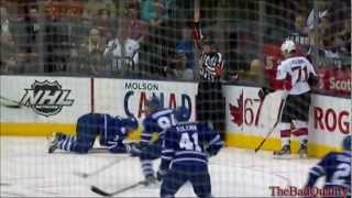 Foligno low hit on Phaneuf [upl. by Obnukotalo]