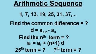 Algebra  Sequences And Series 2 of 6 Arithmetic Sequence [upl. by Longwood]