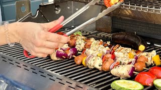 Pinchos de Pollo y Chorizo con chimichurri y barbacoa 😮‍💨 [upl. by Eniamirt]