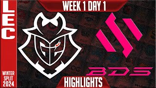 G2 vs BDS Highlights  LEC Winter 2024 W1D1  G2 Esports vs Team BDS [upl. by Pail]