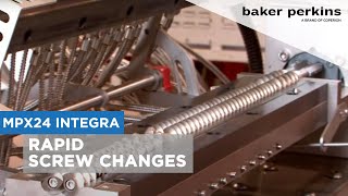 Baker Perkins MPX24 INTEGRA  Rapid Screw Changes [upl. by Airdnua]