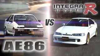 ENG CC Tsuchiyas AE86 vs Integra Type R in Tsukuba AEHV01 [upl. by Demitria]