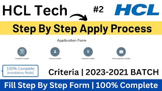 HCL OffCampus Hiring  Step By Step Apply Form  Any Criteria  20232021 BATCH  100 Form PART2 [upl. by Tami]