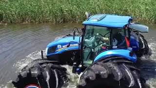 Tractor walks on water at Farm Progress Show [upl. by Errehs]