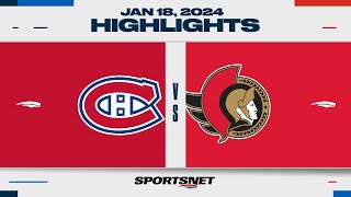 NHL Highlights  Canadiens vs Senators  January 18 2024 [upl. by Yentuoc]