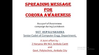 SGT Rupali Sharma  CORONA AWARENESS [upl. by Prebo431]