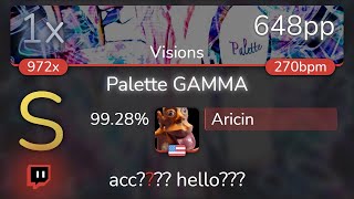 813⭐Live Aricin  Yuyoyuppe  Palette GAMMA Visions 9928 648pp 1xSB  osu [upl. by Piselli694]