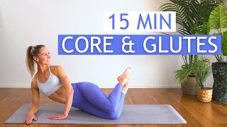 15 MIN CORE AND GLUTES WORKOUT  Pilates Workout to Strengthen amp Sculpt Core amp Glutes [upl. by Ellened]