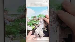 ASMR collage  postcard  古裝造景拼貼明信片 手帳拼貼  緋緋FiFi 紙膠帶 asmr 拼貼 asmrjournal journalwithme [upl. by Zurkow]