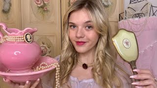 ASMR Giving You A 1h Princess Makeover ‎🩰♡🦢 makeup hair accessories etc 🕯️🪞 [upl. by Llamaj]