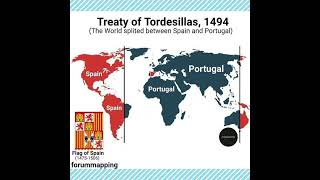 Treaty of Tordesillas 1494 map portugal spain tordesillas youtubeshorts [upl. by Gellman182]