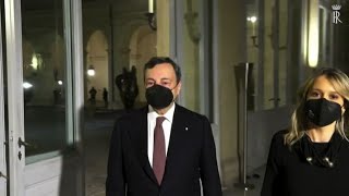 Larrivo di Draghi al Quirinale con la lista dei ministri [upl. by Chui]