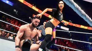 WWE 2K20 AJ Lee barefoot vs Finn Balor Intergender Wrestling [upl. by Llieno]