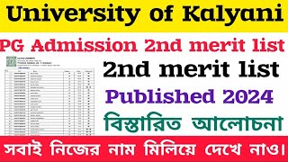 PG Admission 2nd merit list Result published 2024  kalyani University 2nd merit list 2024 [upl. by Femmine10]