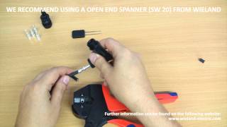 Instruction video how to terminate crimp a Wieland PST40i1 PV wire with just one Tool [upl. by Atirma965]