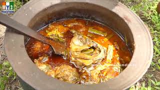 Bengali Style Catla Fish Curry with Okra  Bocha Fish with Ladyfinger  Street Food [upl. by Saucy]