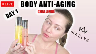 BODY ANTIAGING CHALLENGE  DAY 1  MAELYS COSMETICS W BEFORE amp AFTERS [upl. by Leighland]