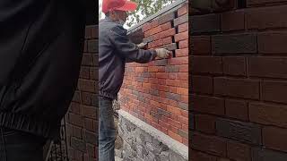 Installation process of spliced ​​red bricks for courtyard exterior walls [upl. by Anyala647]