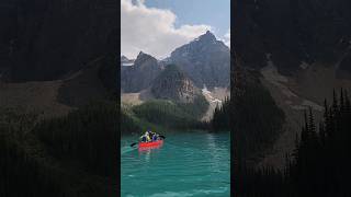 Canoeing on Moraine Lake 🛶 what a dream ✨️ mountains morainelake [upl. by Adnoyek460]