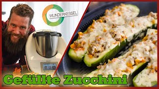 Gefüllte Zucchini mit Hackfleisch und Käse überbacken  Thermomixrezepte aus dem Wunderkessel [upl. by Killen697]