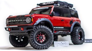 Traxxas TRX4 Bronco 2021 Upgrades HTech Metal Front and Rear Bumper Rock Slider Roof Rack Fender [upl. by Herrick]