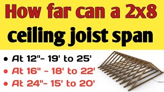 How far can a 2x8 ceiling joist span  The maximum span for a 2x8 ceiling joist [upl. by Earaj]