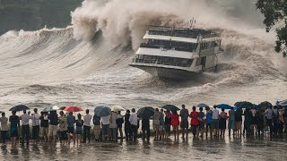 5 Minute Before China Qiantang River Collapses Huge Waves Sweep Away Tourists [upl. by Perrins]