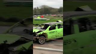 Back to Basics bangers big follow in Grimley raceway 3103 bangerracingcrashes carnage viral 💥 [upl. by Lanor777]