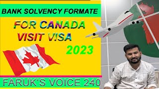 BANK SOLVENCY FORMATE FOR CANADA VISIT VISA 2023 [upl. by Jeminah]